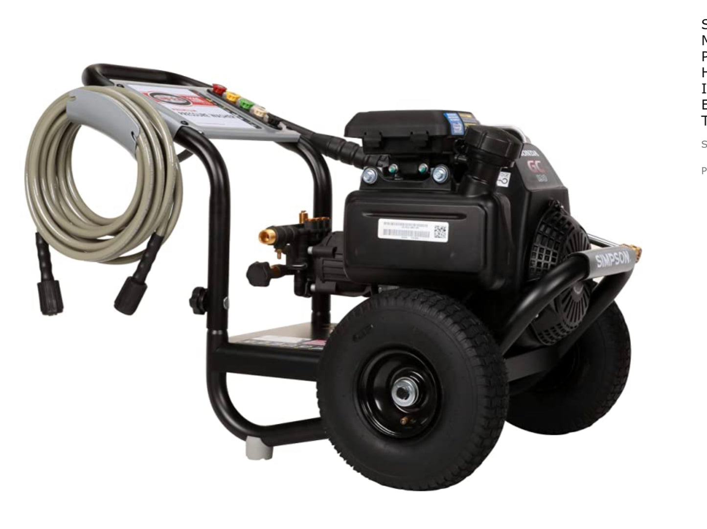Honda Gas Pressure Washer, 2.5 GPM, Honda GC190 Engine, Includes Spray Gun and Extension Wand, 5 QC Nozzle Tips, 1/4-in. x 25-ft. MorFlex Hose